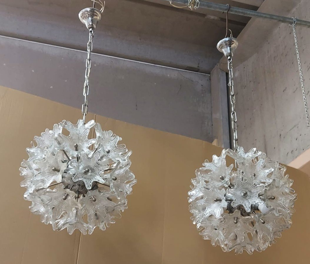 Coppia di lampadari in vetro Sputnik -photo-2