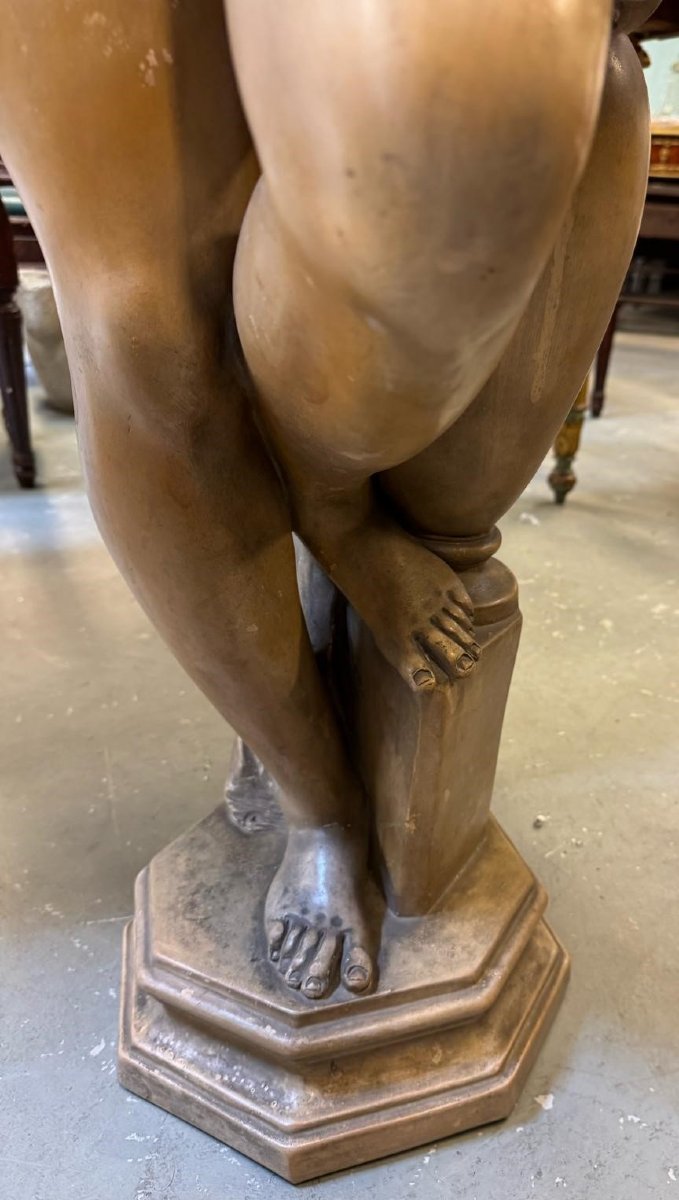 Scultura in terracotta dipinta raffigurante Venere-photo-2