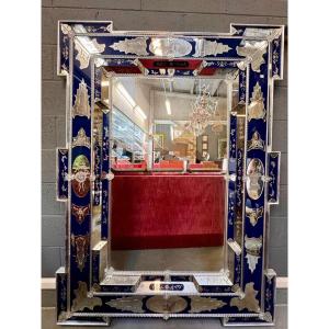 Specchiera in vetro molato, stile Veneziano XX secolo 