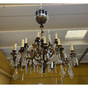 lampadario francese in bronzo dorato 