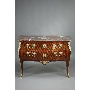 Chest Of Drawers In Rosewood Veneer With Oeben Marquetry, Louis XV Period 