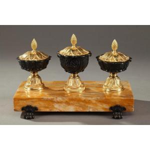 Antique Writing Case In Bronze And Siena Marble, 19th Century Period