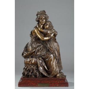 Bronze Subject After The Self-portrait Of Madame Vigée-lebrun With Her Daughter, Julie