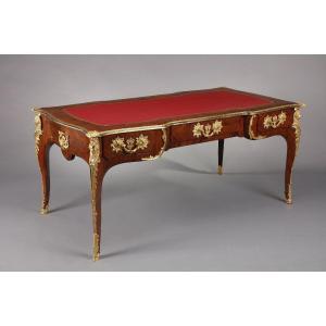 Large Louis XV Style Inlaid Rosewood Veneer Desk