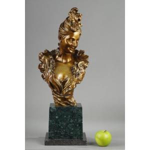 Bust Of A Young Woman From The Belle Epoque By Victor Léopold Bruyneel