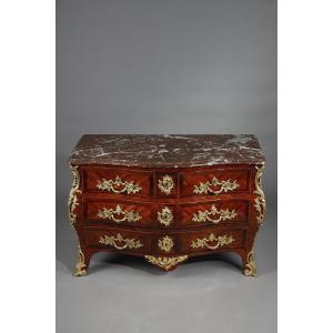 Tombeau Chest Of Drawers In Violet Wood Veneer Stamped By Lapie