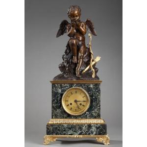 "reading Love" Terminal Clock By Ledure Bronzier And Hémon Horloger