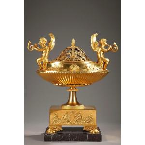 Gilt Bronze And Marble Centerpiece Incense Burner, Empire Period