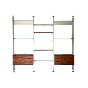 Modular Shelving Unit Or Room Divider Made Of Metal And Wood Veneer 