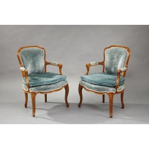 Pair Of Rocaille-style Armchairs, 19th Century