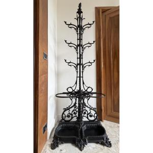 Art Nouveau Coat Rack In Blackened Cast Iron