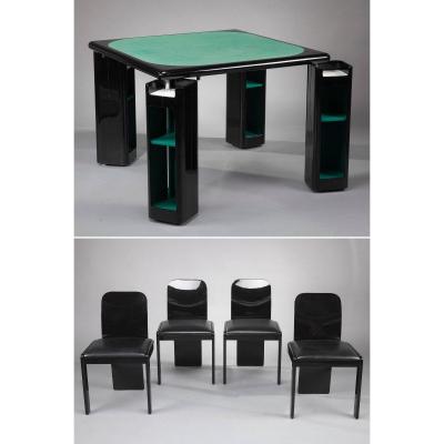 Italian Game Table And Chairs By Pierluigi Molinari For Pozzi, 1970