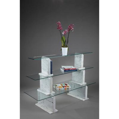 Carrara Marble Bookcase With Glass Shelves