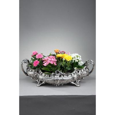 Silver Plated Bronze Jardinière In The Louis XV Style, 19th Century