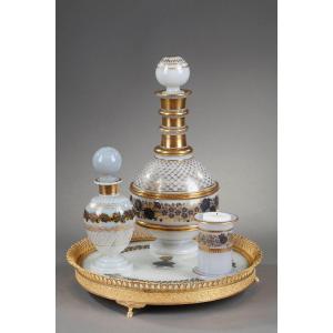  White Opaline Service With Black And Gold Decoration