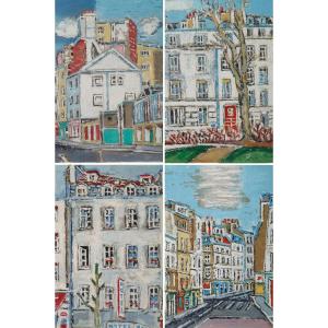 Set Of Four Framed Engravings Representing The Arrondissements Of Paris