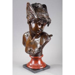 Bust Of Psyche In Bronze Patina, By Boyer And Rolland