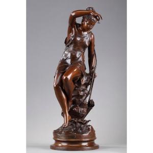Bronze Sculpture, "diane Nymph", After Lucie Signoret-ledieu