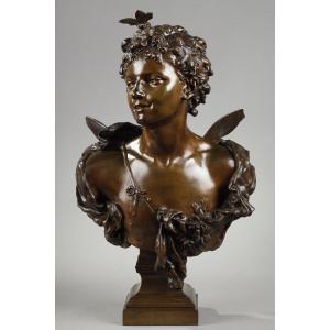 Bronze Zephyr Sculpture With Medal Patina