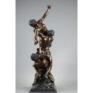 Very Large  Bronze "abduction Of A Sabine" After Giambologna, 19th Century