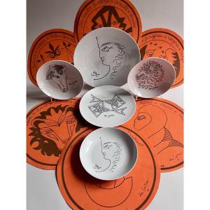 Jean Cocteau Porcelain Service, 20th Century 