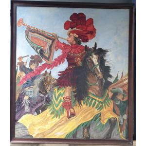 The Arrival Of The Chevalier Au Clairon (attributed To Albert Robida)