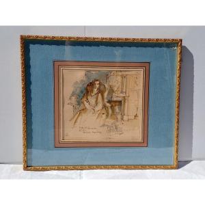 Watercolour/pen - Seated Woman XXth - Constantin Hagondokoff 34