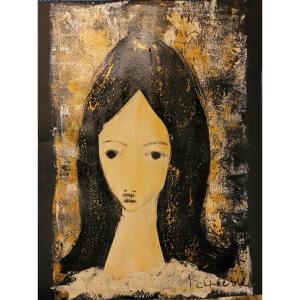 Delpierre Oil On Paper Portrait Young Girl