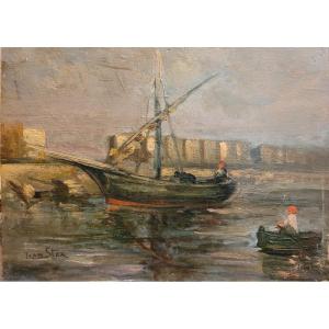 Jean Ster Oil On Panel Marine