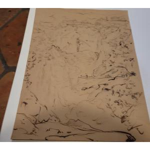 A Viollet Le Duc Encre Vue De Tivoli