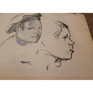 Georges Gobo Fusain étude De Portraits