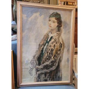 Edy Legrand Elegant Portrait Oil On Canvas