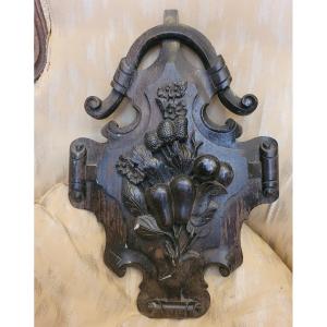 Wooden Pediment Decorated With Fruit 19th Century