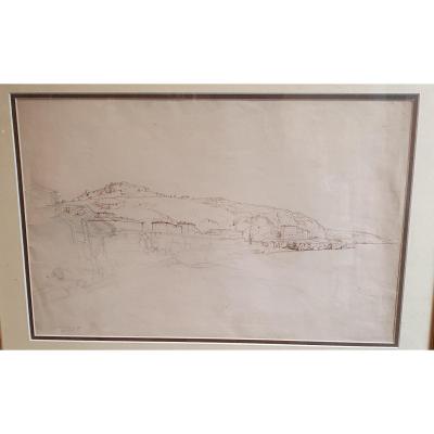 Drawing Adolphe Viollet Leduc Ink Pencil Port Italien