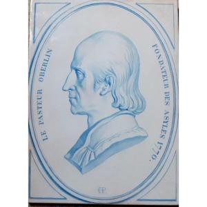 Enameled Ceramic Plaque Pastor Oberlin By Hippolyte Alexandre Pinart 1863 