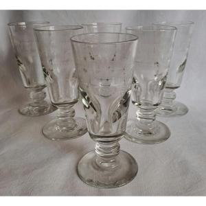 6 Brûlots Coffee Glasses 19th Century