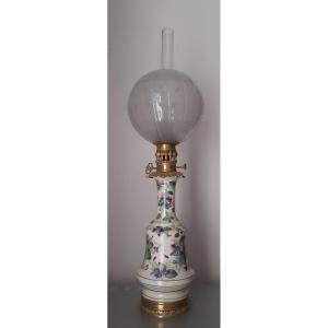 Porcelain Oil Lamp With Bronze Frame