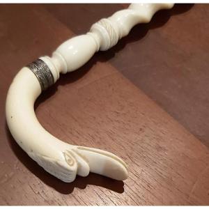 Ivory Swan Neck Umbrella Handle 19th Century