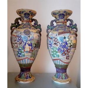 Pair Of Satsuma Vases 1900