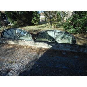 Pair Of Transom, Headboard With Copper Mirrors