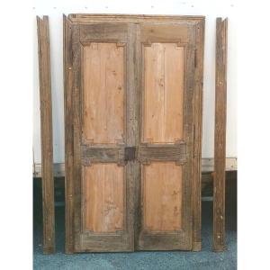Beautiful Pair Of Louis XVI Doors In 18th Century Oak Double Sided Frame And Against Frame