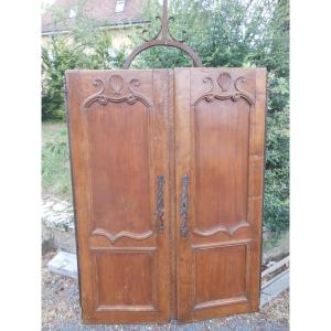 Lovely Small Pair Of XVIII Eme Closet Doors, Woodwork In Cherry Decor Mongolfiere