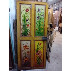 Bedroom Door With Four Tender And Bucolic Bouquets 1900
