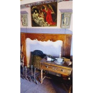 Late 18th Century Walnut Fireplace In Louis XV Style