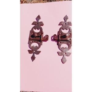 18th Century Wrought Iron High Window Latches Or Interior Shutters