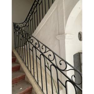 Stone Staircase And Its Wrought Iron Handrail From The Late 18th Century