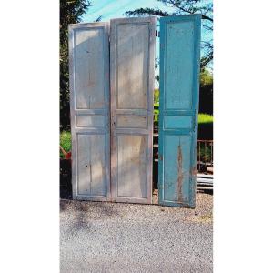 3 Large 19th Century Cupboard Doors In Their Original Condition, Oak And Fir Woodwork