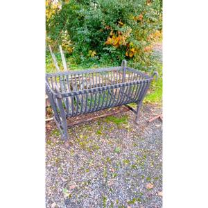 Large Wrought Iron Fire Basket, Rustic 18th-century Firewood