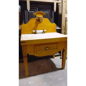 Small Butcher's Or Delicatessen Block Made Of Oak And Beechwood, Dating From The 1950s