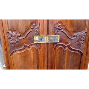 Delicate Pair Of Regency Walnut Doors, Double-sided Louis XV Woodwork